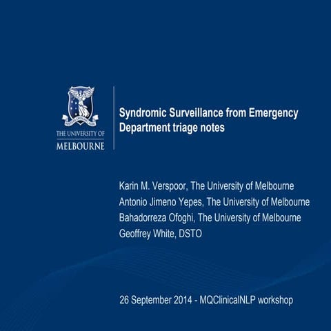 Syndromic Surveillance from Emergency Department Triage Notes