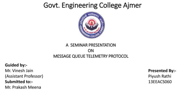 Mqtt(Message queue telemetry protocol) presentation 
