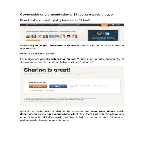 Como se sube, descarga y comparte documentos a Slidedhare