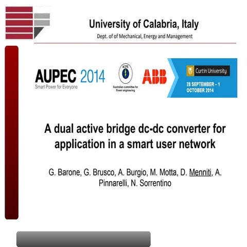 A dual active bridge dc-dc converter for application in a smart user network