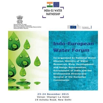 Mr. Bernado Mazzanti IEWP @ 1st Indo-European Water Forum, 23-24 novembre 2015