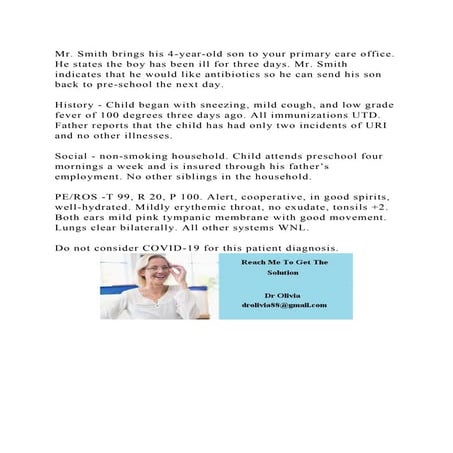 Mr. Smith brings his 4-year-old son to your primary care office. He .docx