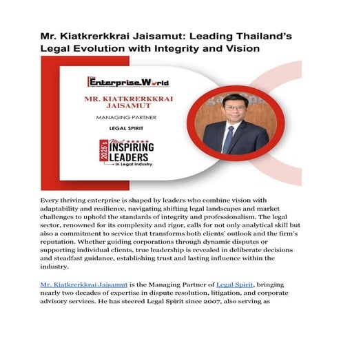 Mr. Kiatkrerkkrai Jaisamut_ Leading Thailand’s Legal Evolution with Integrity...