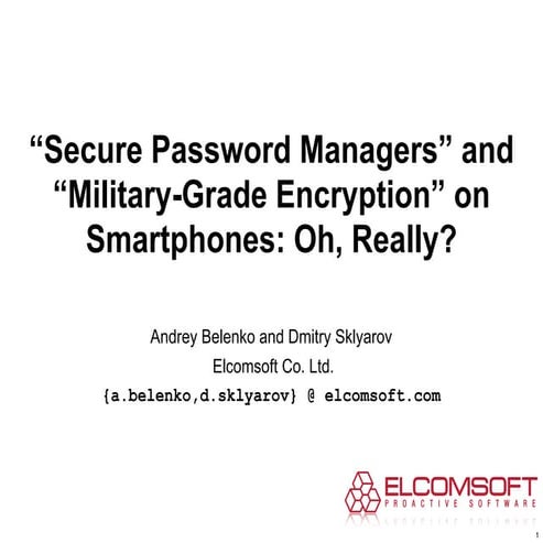 Mr. Andrey Belenko - secure password managers and military-grade encryption o...