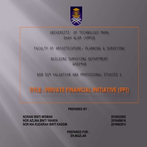 Private financial initiative (PFI) | PPTX
