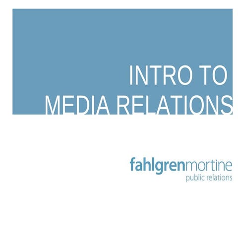 Media Relations 101