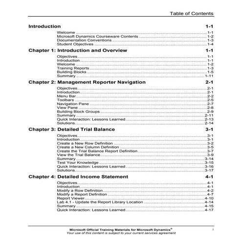 Mr20 enus toc-Report Design in Management Reporter 2.0 for Microsoft Dynamics...