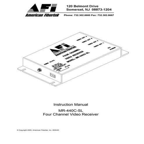 American Fibertek MR440CSL User Manual