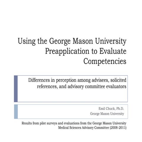 GMU Preapplication and Competencies (NEAAHP 2011)