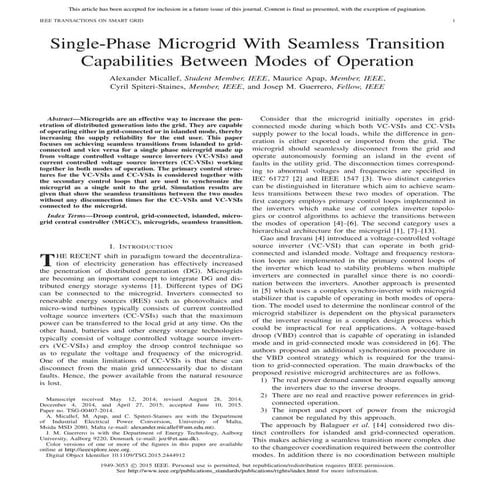 Single phase microgrid