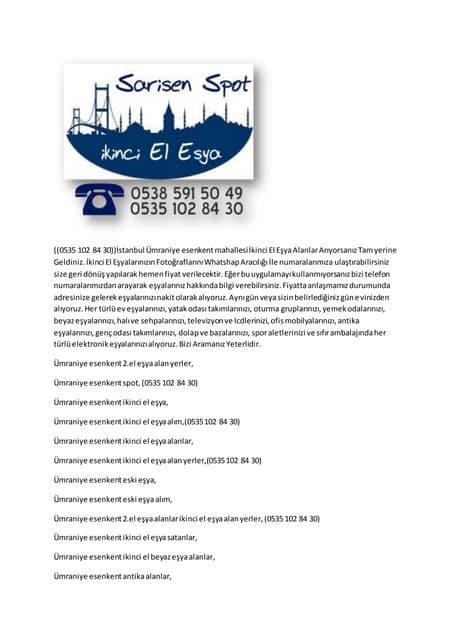 ümraniye esenkent ikinci el eşya alan yerler((0535 102 84 30))