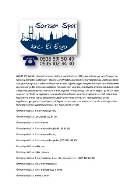 ümraniye istiklal ikinci el eşya alan yerler((0535 102 84 30))