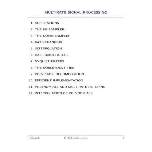 Comprehensive Guide to Multirate Signal Processing Techniques and ...