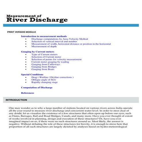 river discharge measurement in water engineering
