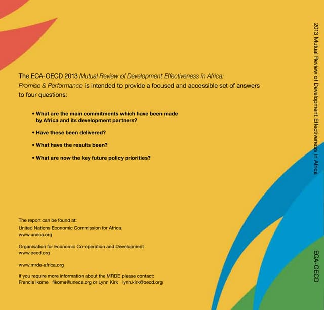 The Mutual Review of Development Effectiveness in Africa: Promise & Performance 