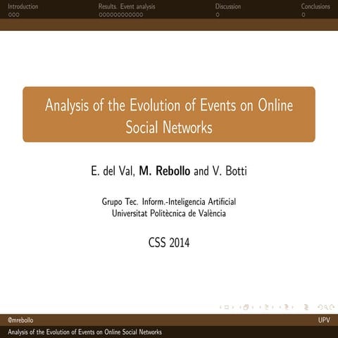 ￼Analysis of the Evolution of Events on Online Social Networks