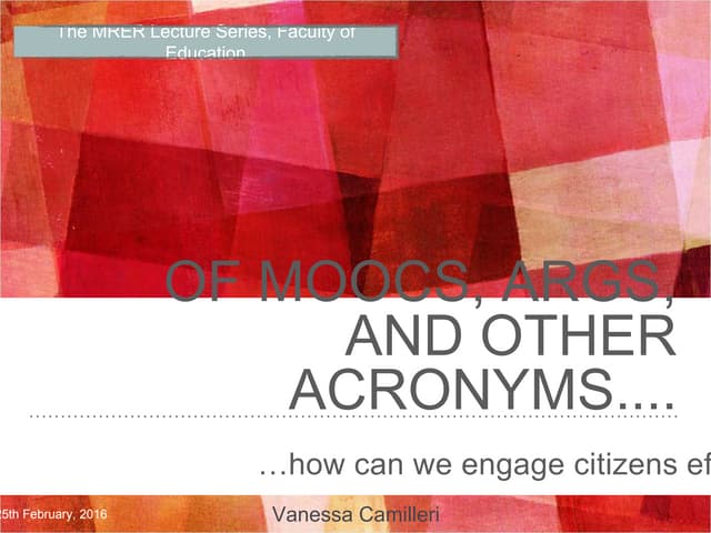 Of MOOCs, ARGs, and other Acronyms: how can we engage citizens effectively