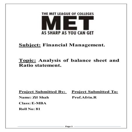 Mrf tyres-Analysis of balance sheet and Ratio statement