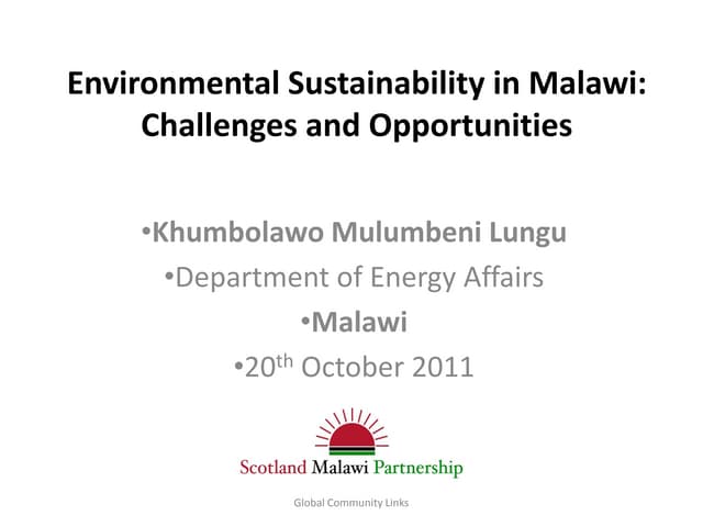 Khumbo Lungu (Department of Energy Affairs, Malawi)-Environmental sustainability in Malawi