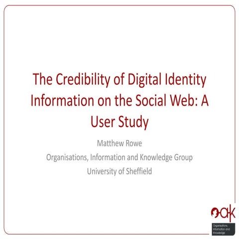 The Credibility of Digital Identity Information on the Social Web: A User Study