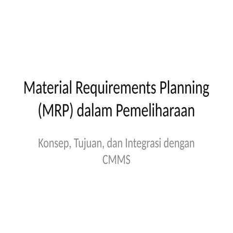 Master Planning of Resource (MPR) Model _ Materi Training PPIC | PPTX