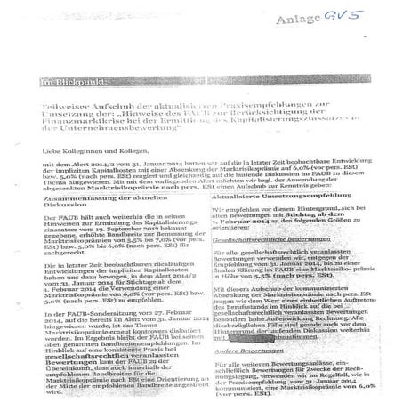 Abweichende MRP für gesellschaftsrechtliche Bewertungen?