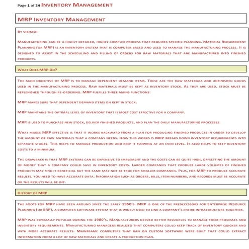 Mrp inventory management | DOCX