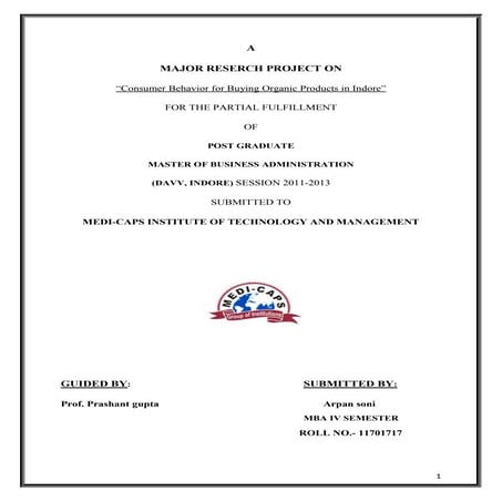 MRP on  organic food