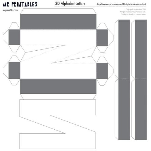 Mrprintables 3d-alphabet-templates-n-to-z | PPT for Free Printable 3d Letter Templates