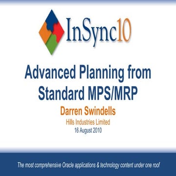 Advanced Planning from Standard MPS/MRP