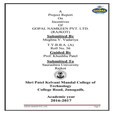 Gopal namkeen report