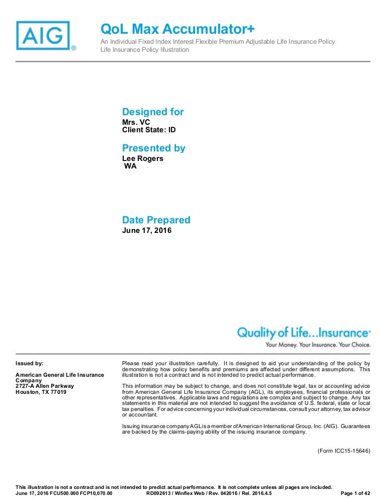 Aig Sample Illustrations For Critical Chronic Terminal Illness Ben