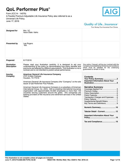 AIG Sample Illustrations for Critic...