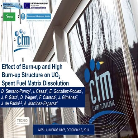 Effect of Burn-up and High Burn-up Structure on UO2 Spent Fuel Matrix Dissolution 