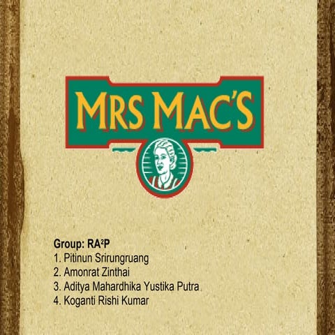 Mrs. Mac's Decision Support Systems