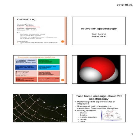 Week 5. Basics and clinical uses of MR spectroscopy.