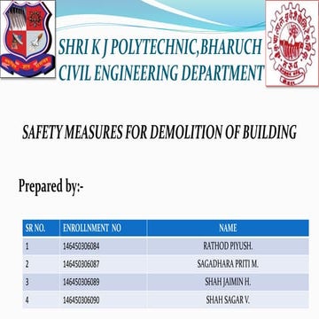 Safety precautions during demolition | PPTX