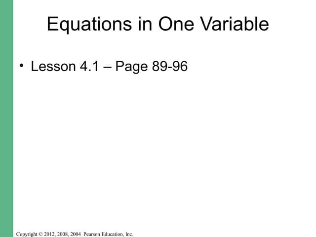 Solving Equations