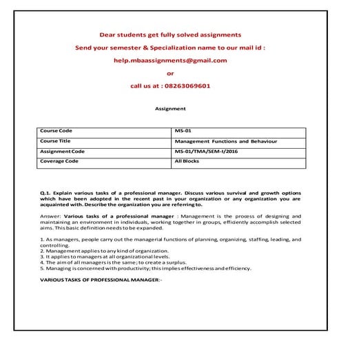 Ms  01 management functions and behaviour
