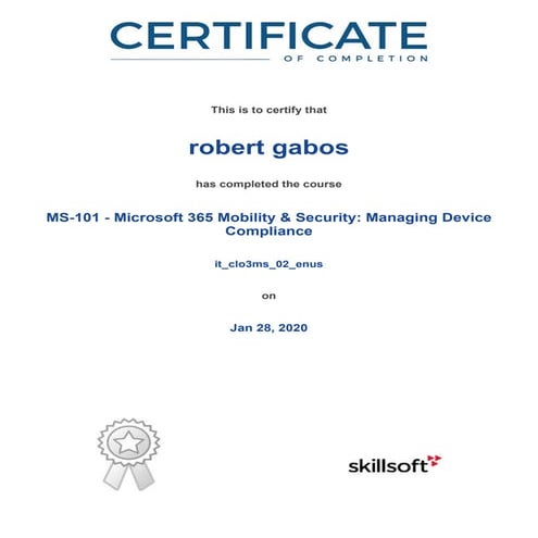 SkillSoft - MS-101 - Microsoft 365 Mobility & Security - Managing ...
