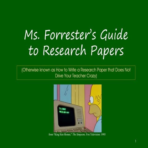 Ms. Forrester's Guide to Research Papers 2015