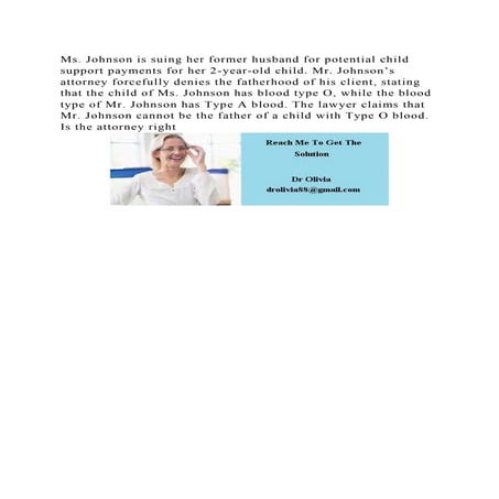 Ms. Johnson is suing her former husband for potential child support .docx