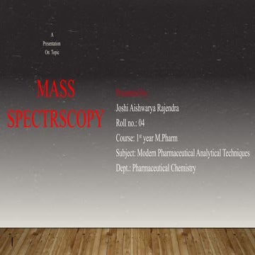 Mass Spectroscopy Analytical Technology.