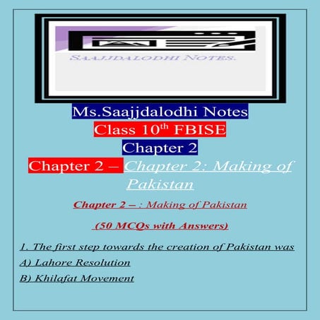 Ms.SaajdaLodhi Notes Based on Class 10th Pak.Std Chapter 2.docx