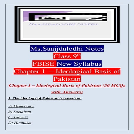 Ms.SaajjdaLodhiNotes Based on Pak.Std Class 9th Chap 1.docx
