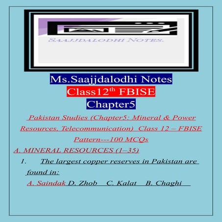 Ms SajjdaLodhi Notes Based onFBISE Class 12 paper pattern solved a