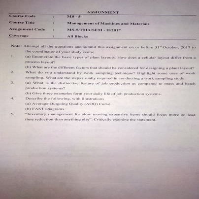 MS-05 Management of Machines and Materials