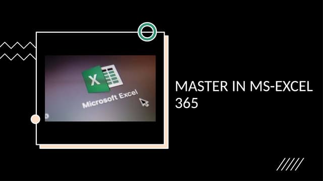 Tutorial PPT For Basic MS-Excel 365 Part-I