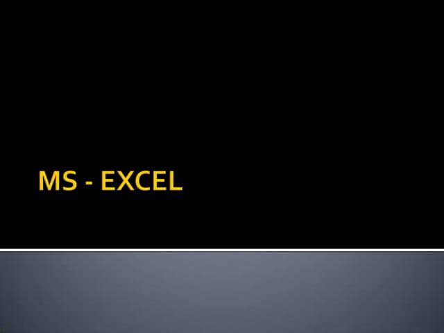 Ms   excel ppt
