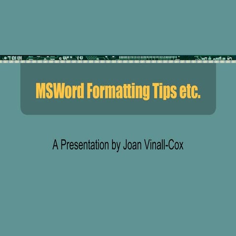 Ms Word Formatting Tips | PPT